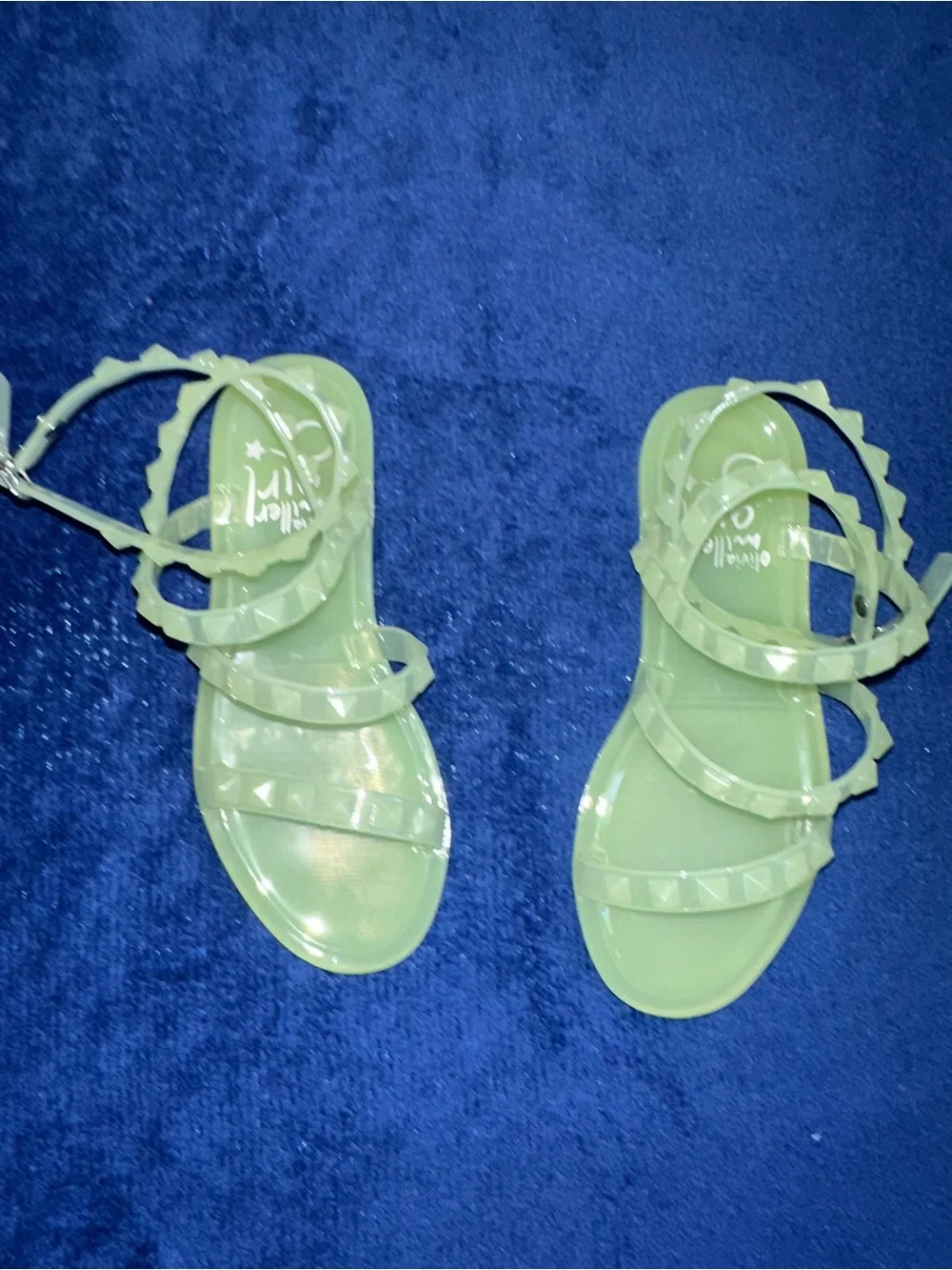 Olivia Miller Girls Studded Neon Green Jelly Sandals Shoes Toddler 11 NWOT